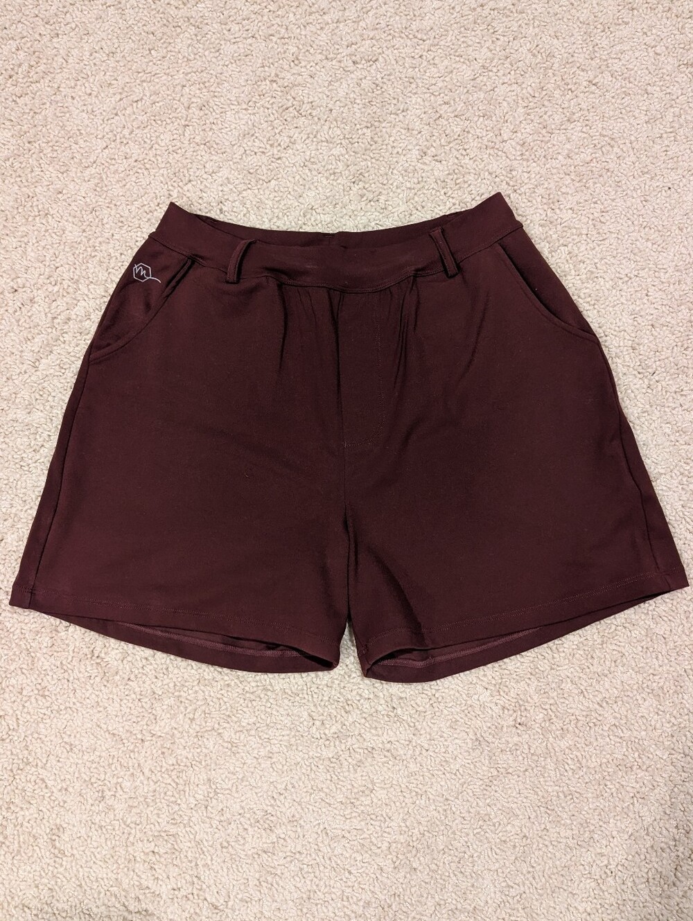 Maven Thread Burgundy Work Hard Play Hard Trouser Shorts - L